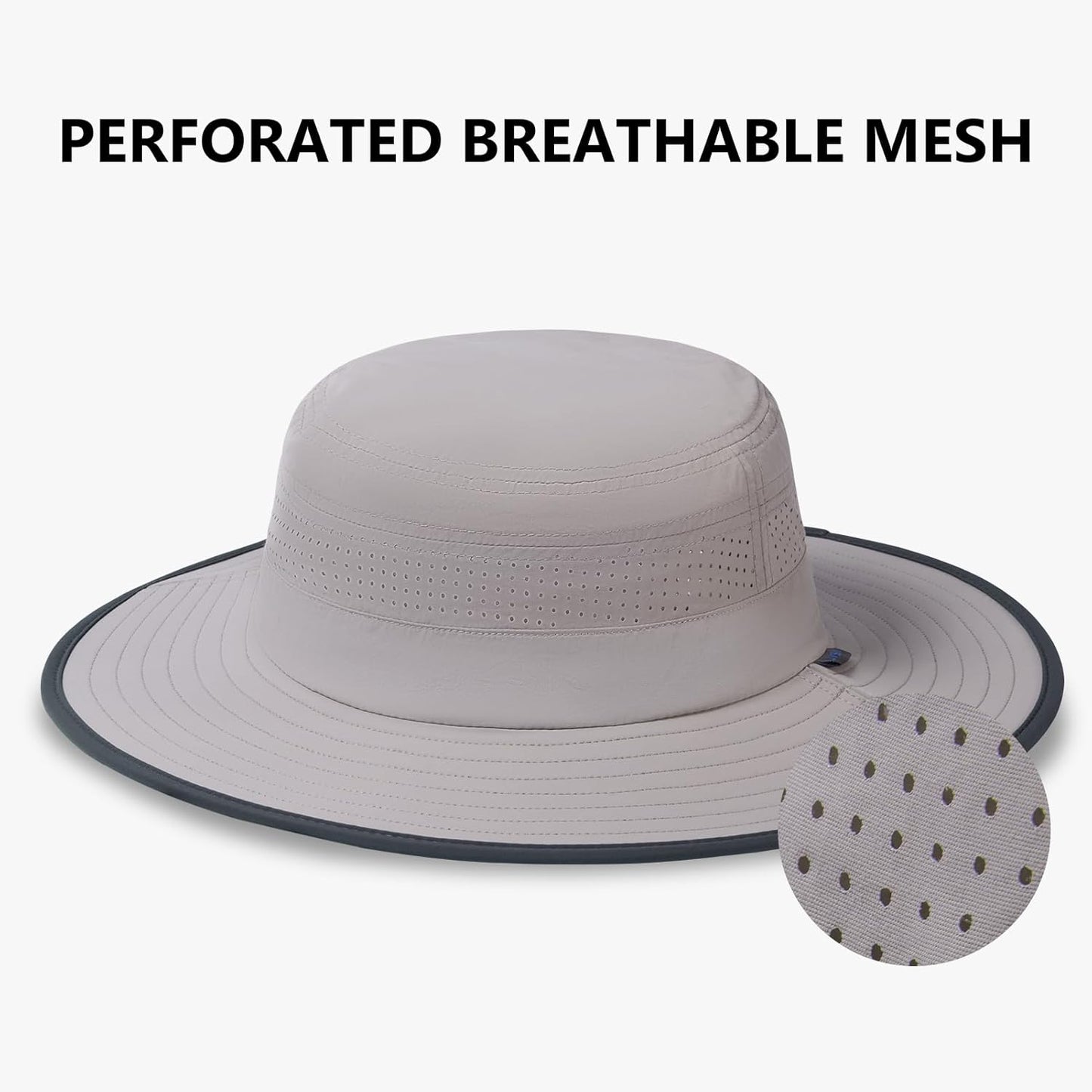 UPF 50+ Foldable Brim Water-Resistant Sun Bucket Hat with Laser Perforated Mesh Adjustable for Men Women Outdoor