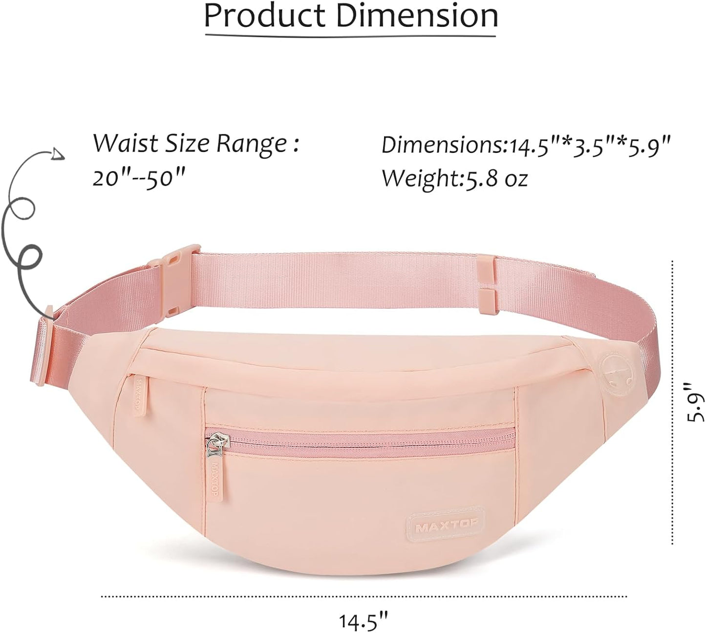 MAXTOP Large Crossbody Fanny Pack with 4-Zipper Pockets,Gifts for Enjoy Sports Festival Workout Traveling Running Casual Hands-Free Wallets Waist Pack Phone Bag Carrying All Phones