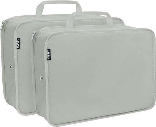 Extra Large Compression Packing Cubes for Travel Essentials, 2 Set Expandable Travel Cubes for Packing Bags Suitcase Organizer, Grey