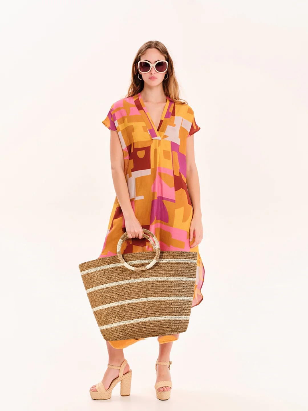 Beach Bags for Women Straw Tote Bag Summer Beach Bag Large Woven Straw Tote for Vacation Holiday
