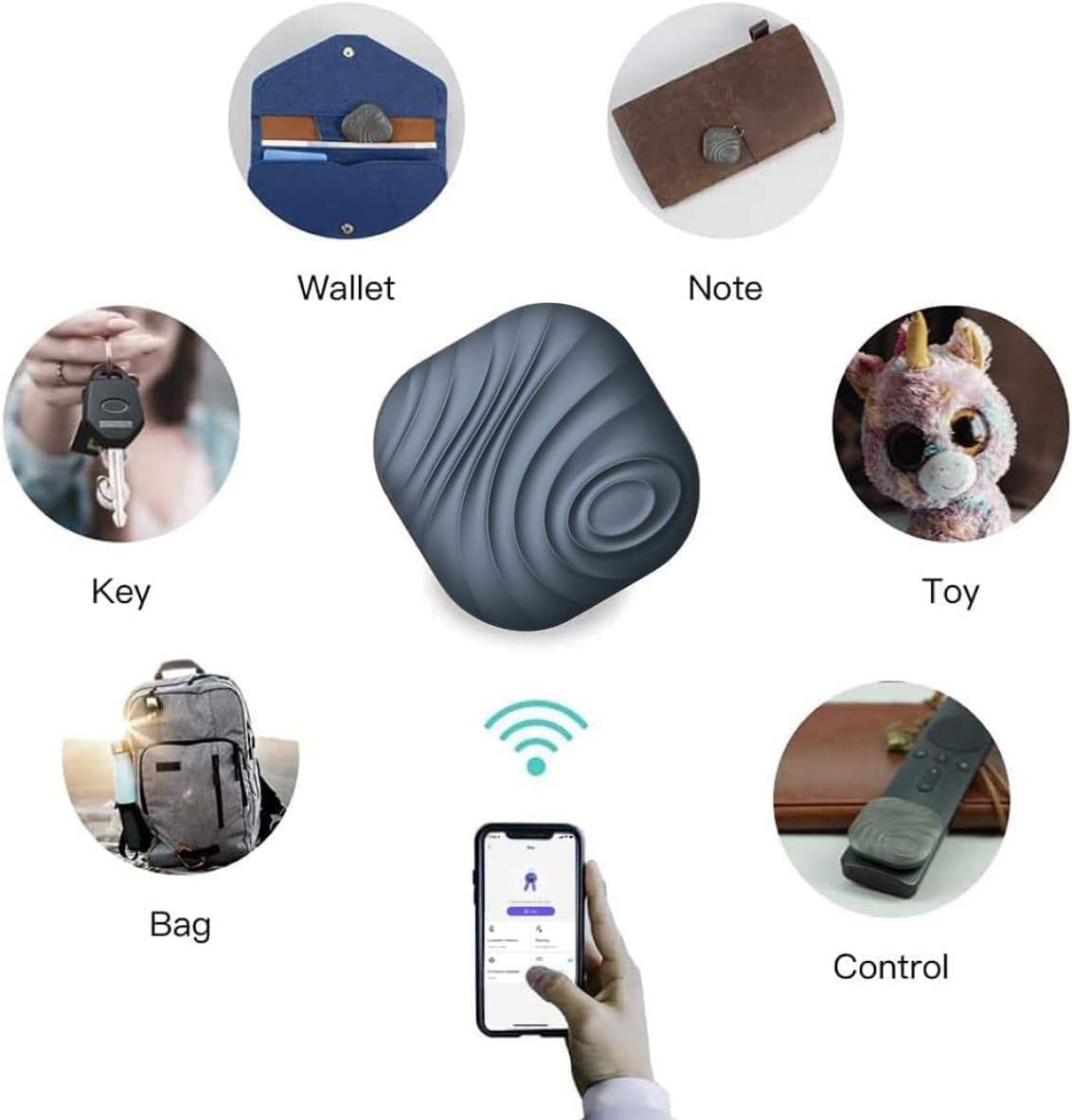 Findhting Key Finder - Bluetooth Tracker Item Locator with Key Chain for Keys Pet Wallets or Backpacks and Tablets (Dark Blue)