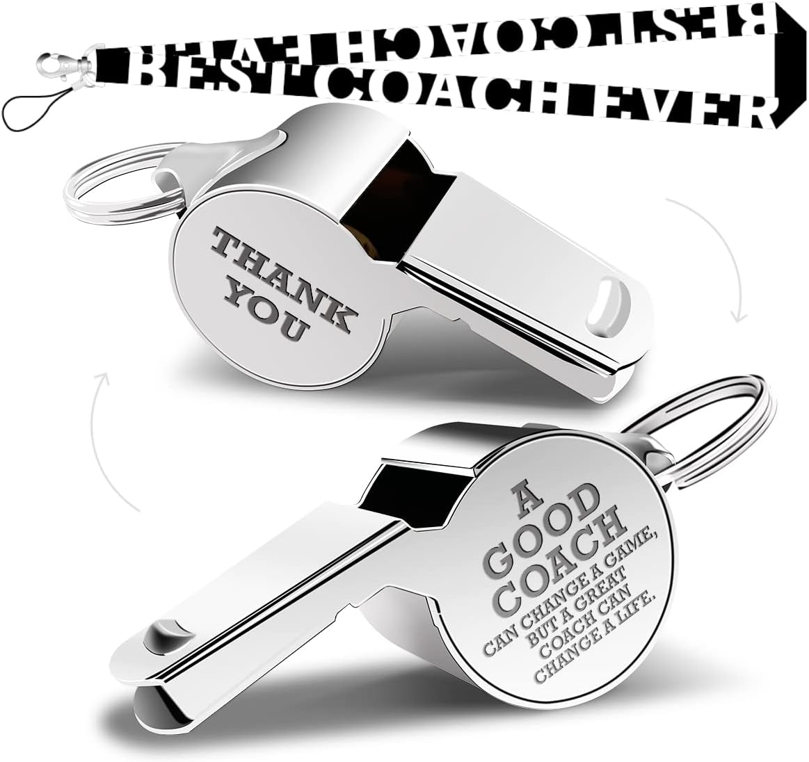 fkovcdy Whistle Thank You Whistle for Coaches Teachers Whistle Emergency Coach Referee Lifeguard Loud Whistle for Men Women Referees Coaches Sports Coaches Whistle with Lanyard Cheer Coach Gift