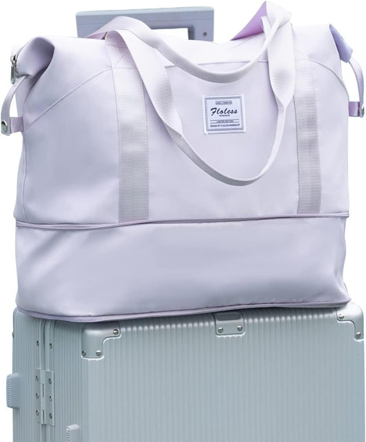 Travel Duffel Bag, Sports Tote Gym Bag, Shoulder Weekender Overnight Bag for Women