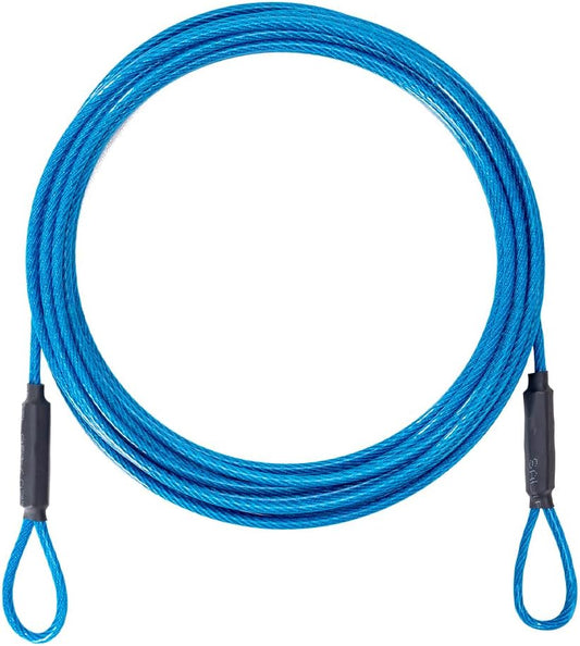 3.3mm (1/8 Inch) Outdoor Travel Stainless Steel Security Cable-20ft Luggage Lock Safety Wire Flexible Steel Wire Rope with Double Loop Safety for Luggage, Bike, Lock(Blue, 20ft-(1Pack)