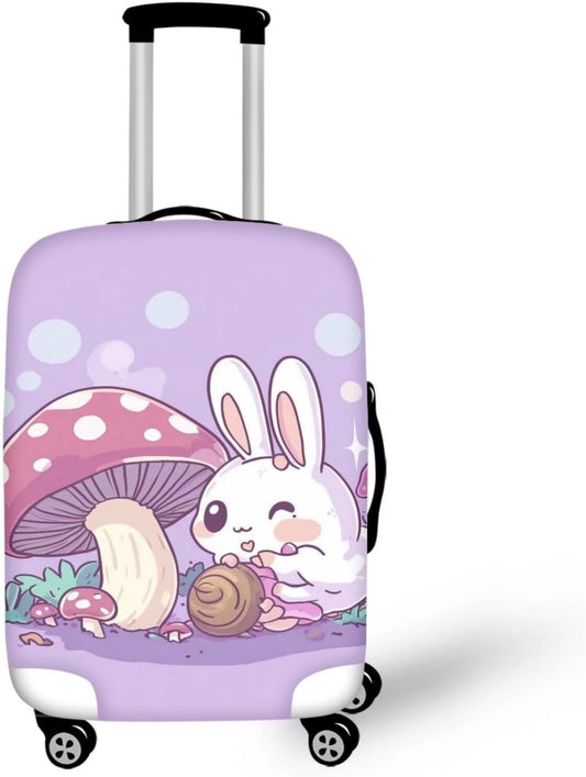 Cute Bunny Rabbit Luggage Covers Fit 22-25 Inch Universal Thickness Suitcase Covers for Luggage Mushroom Suitcase Cover Scratch Resistan Zip Travel Luggage Cover Elastic Baggage Case