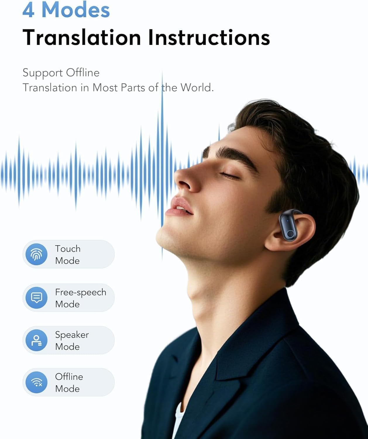 AI Translation Earbuds, Bluetooth 5.4 OWS Headphones with LCD Touch Screen, Real-Time Translator for 144 Languages & Accents, Perfect for Travel, Business & Learning,Sapphire Blue