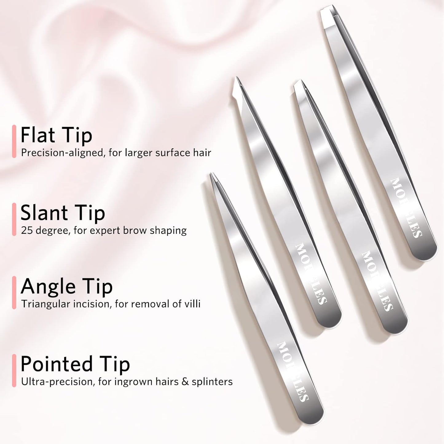 Tweezers and Nail Clipper Set with Case for Men Women, MORGLES 9 Pcs Professional Stainless Steel Tweezers No Gaps