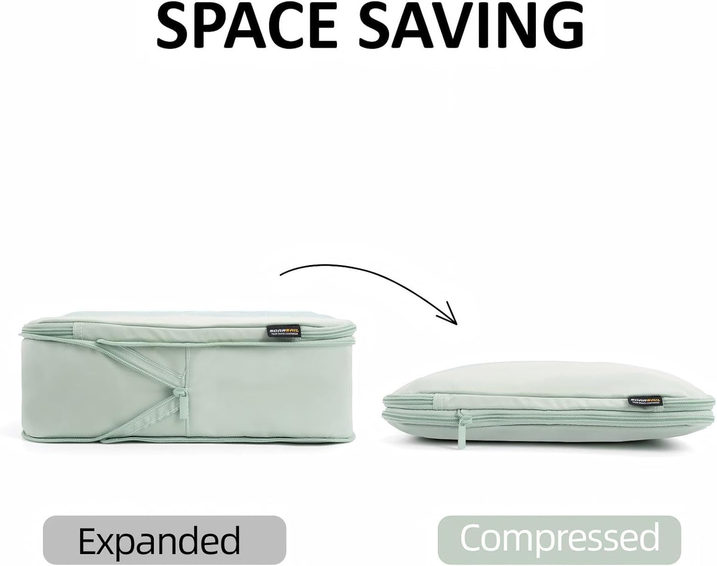 4 Piece Compression Packing Cubes for Suitcases and Backpack, Lightweight Travel Organizers (Light Green)