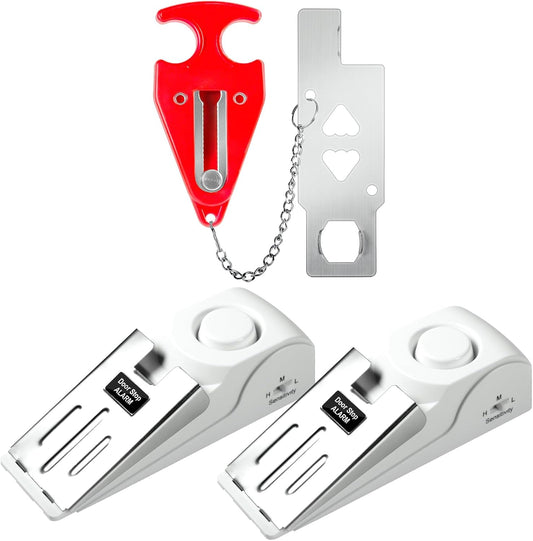 Fuers Portable Door Lock & Door Stop Alarm, Dual Protection Home Security Door Kit Door Stopper Self Defensey Tools for Hotel Travel Home