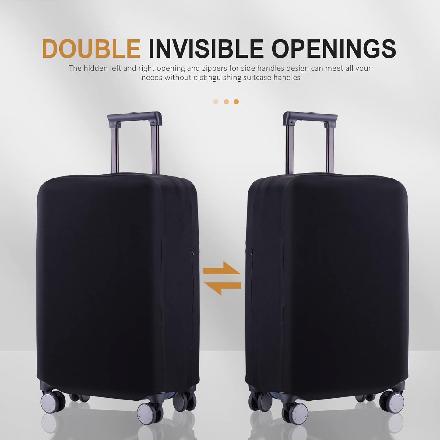 Travel Luggage Cover Suitcase Protector Scratch-Resistant Fit 19-31 Inch, Not Included Suitcase (Black, L(26-27inch))