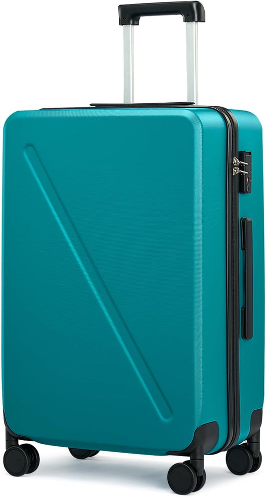 MILADA Checked Luggage 24 Inch Luggage With Spinner Wheels, Travel Luggage Medium Suitcase, Hard Case Luggage Checked Bag TSA Approved For Business And Travel, Caribbean Blue