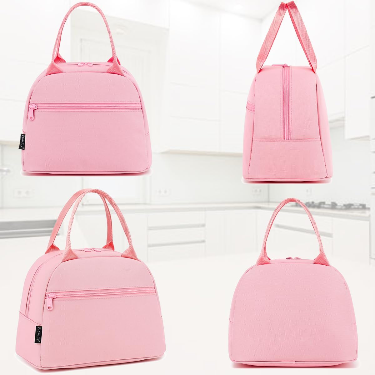 FlowFly Lunch Bag for Women Insulated Lunch Box Corduroy Lunch Tote Cooler for Travel Work Picnic, Pink