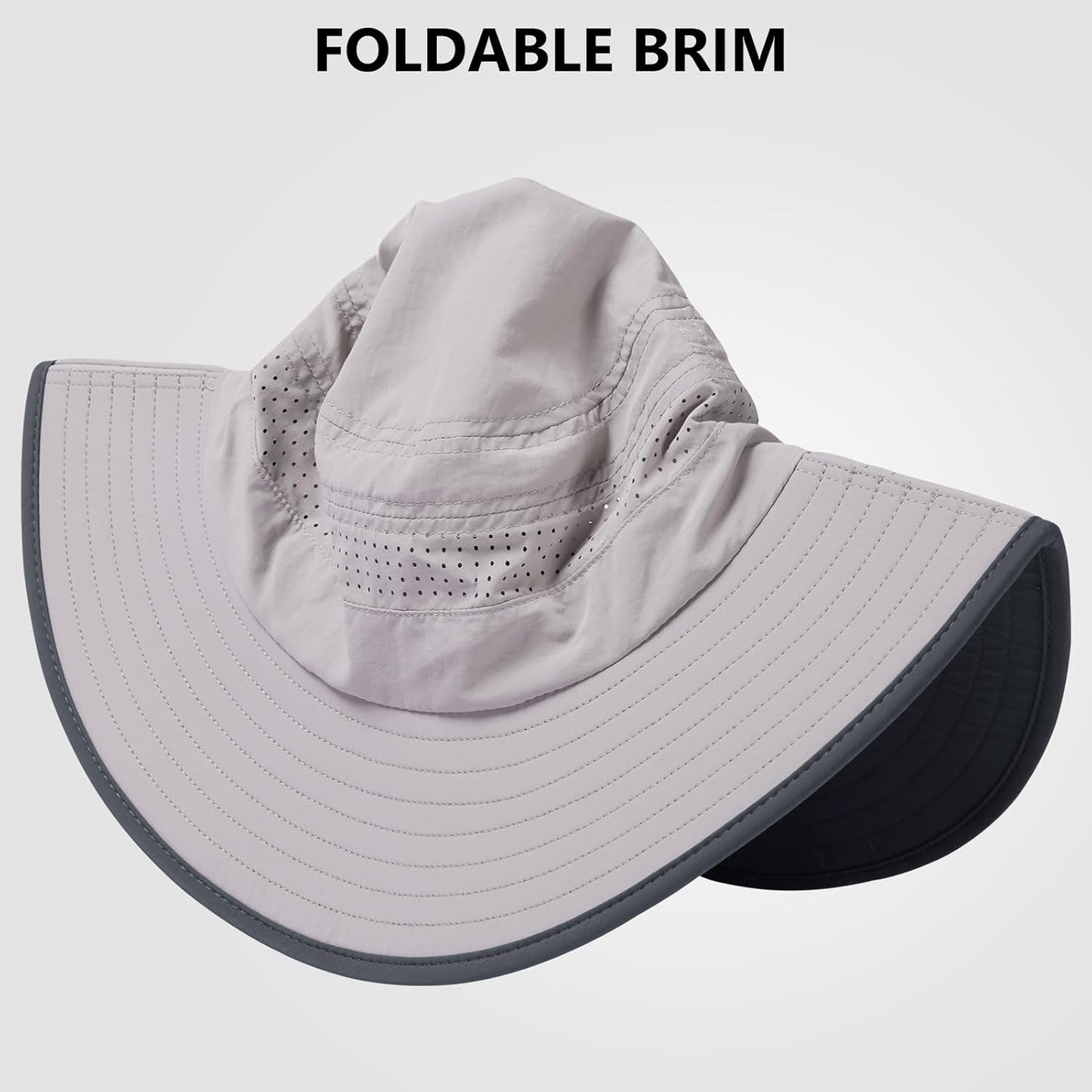 UPF 50+ Foldable Brim Water-Resistant Sun Bucket Hat with Laser Perforated Mesh Adjustable for Men Women Outdoor