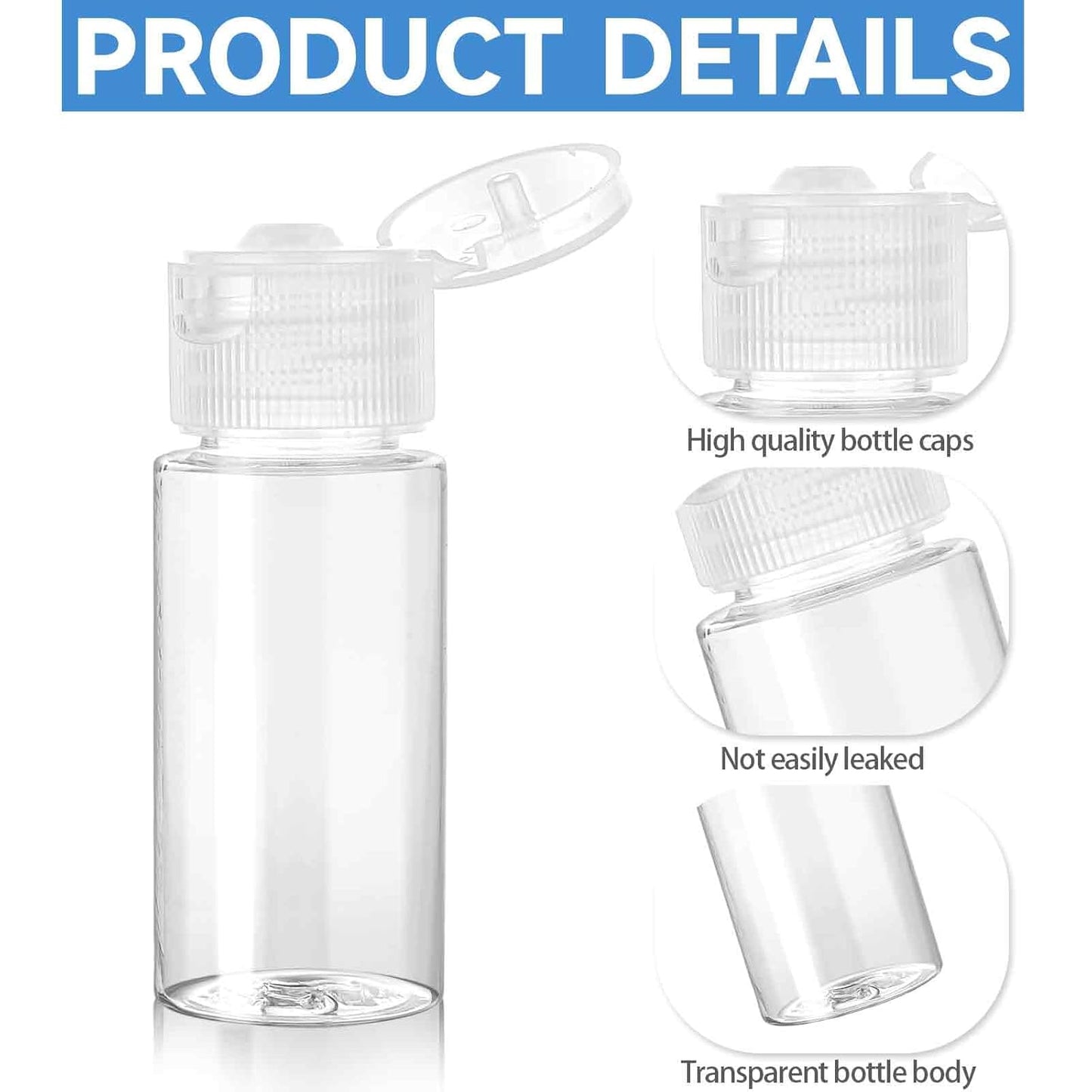 Travel Size Make up Sample Containers, 12 Clear Plastic Mini Travel Bottles, 1/2 Oz, Leak Proof, User-Friendly, Versatile Usage for Travel Liquid Toiletries