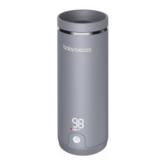 Baby Brezza SuperFast Portable Baby Bottle Warmer – 67% Faster - Travel Breastmilk Warmer and Formula Warmer - Safe, Even Heating - Up to 9oz - No Adapters, Grey