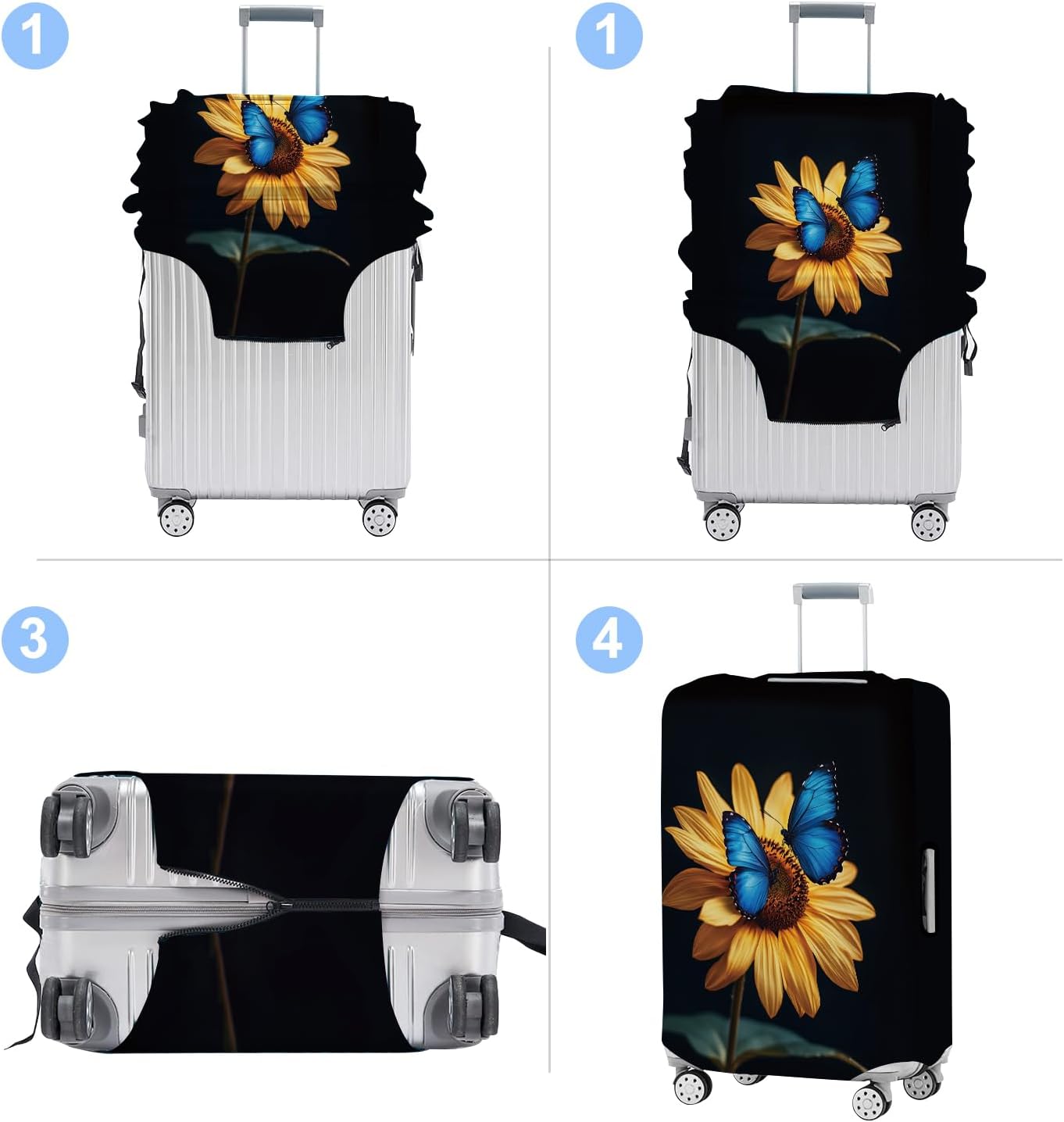 Luggage Cover Washable Suitcase Protector Anti-scratch Suitcase cover Fits 20-34 Inch Luggage (Sunflower, S(20-22inch suitcase))
