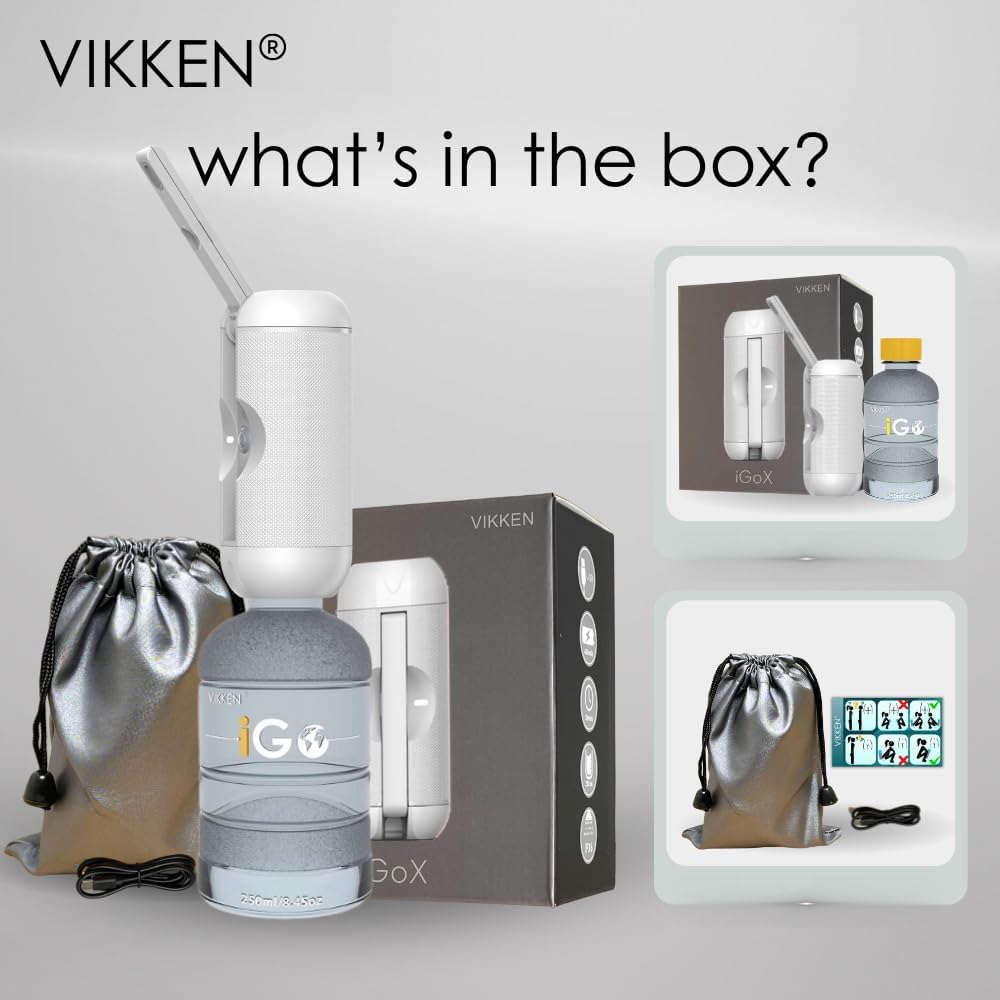 VIKKEN® 250ml iGo X Portable Travel Bidet USB-Type C Rechargeable Electric Mobile Handheld Ultra Strong Water Spray Personal Hygiene Self Care for Women & Men