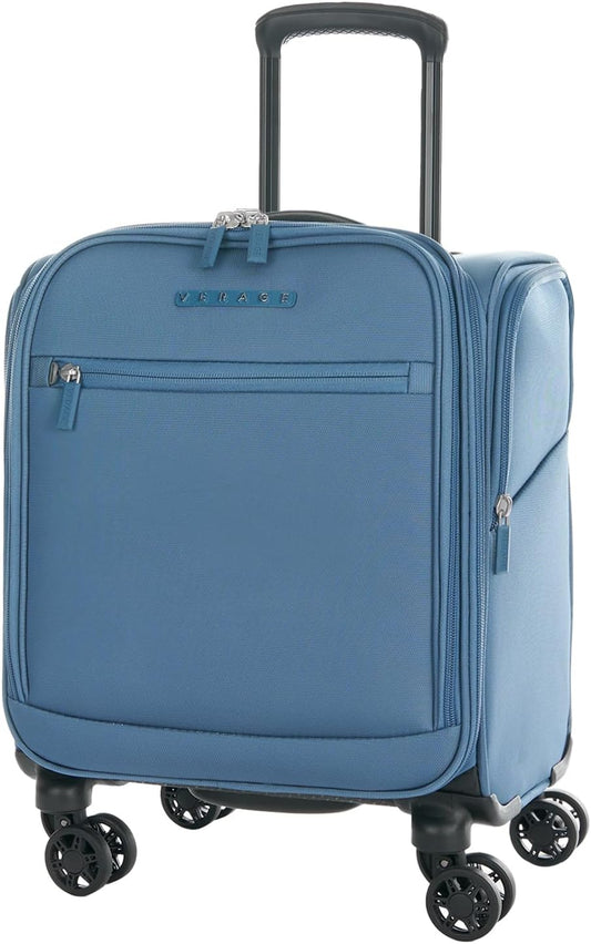 Verage Under Seat Luggage with Wheels, Softside Small Suitcase Spinner Carry On Luggage Bags for Airlines Airplanes Short Trip Men Women (Coast Blue, 14.5-Inch Plus Underseat)