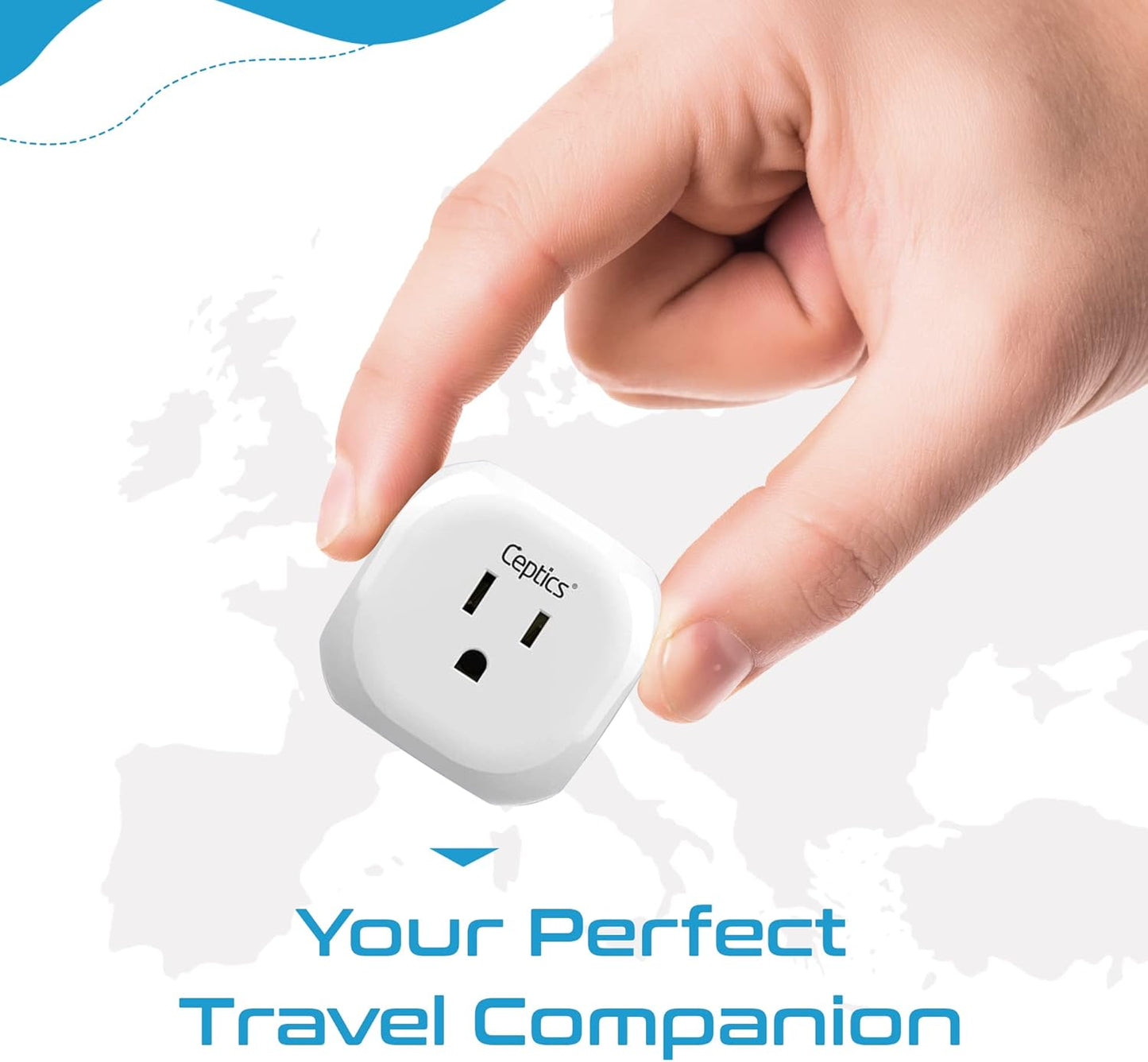Ceptics South Africa Travel Plug Adapter South Africa Power Adapter Charger 4 Input - USA to Any Type M Countries Such as Botswana, Namibia and More - 2 Pack (PT-10L), White (PT-10L-2PK)