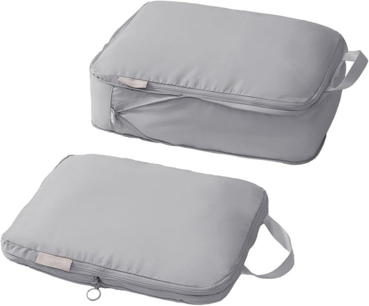 tianzong Compression Packing Cubes for Suitcases, Luggage Organizer Bags Set for Travel (Grey, 2 Pack Medium)