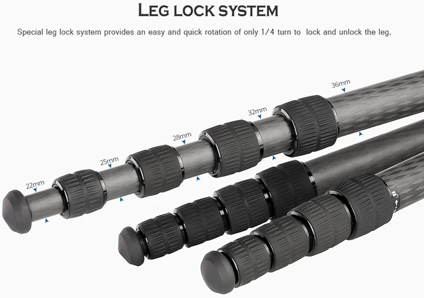 Leofoto Professional Camera Tripod, 63.9" Compact Carbon Fiber Tripod for DSLR Video Camcorder, 5 Leg Sections, 360° Ball Head, Max Load 20KG/44Lb (LS-365CX+LH-47)