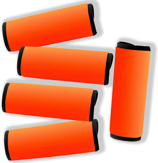 Neoprene Luggage Handle Wrap 5pcs Pack Neon Luggage Tags/Identifiers Bright Luggage Markers Airport Travel Accessories for Luggage/Suitcase Fluorescent Orange