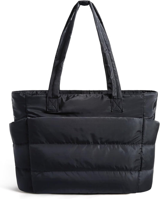 BAGSMART Tote Bag for Women, Lightweight Puffy Tote Bag with Compartments Shoulder Bag Handbag for Travel, Work, Gym,