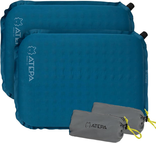 ATEPA Inflatable Stadium Seat Cushion, Self-Inflating Memory Foam Stadium Seats Bleacher Seat Chair Cushion Pad for Airplane Travel Backpacking Sports Events