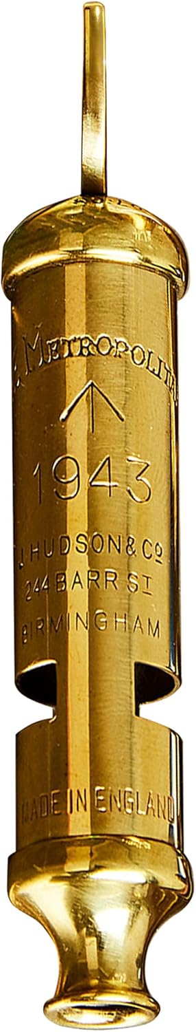 Brass Whistle with Keychain Ring - Loud Two Tone 102dB Whistle for Coaches, Referees, Hikers, and Police Gear - Authentic London Metropolitan Police and WWII Infantry Design by Kings County Tools