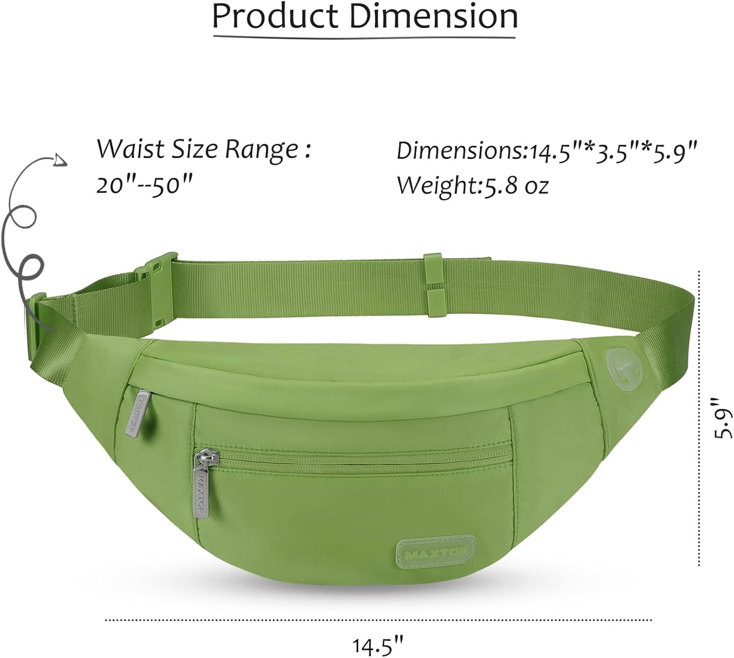 MAXTOP Large Crossbody Fanny Pack with 4-Zipper Pockets,Gifts for Enjoy Sports Festival Workout Traveling Running Casual Hands-Free Wallets Waist Pack Phone Bag Carrying All Phones