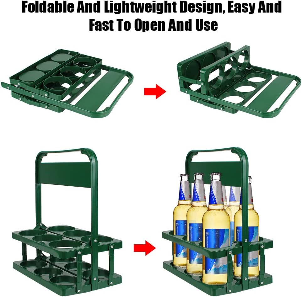 Portable Drink Carrier for Big Cups, Foldable Plastic Cup Holder, Reusable Cup Holder Carrier with Handle, Drink Delivery Carrier, Green Doordash