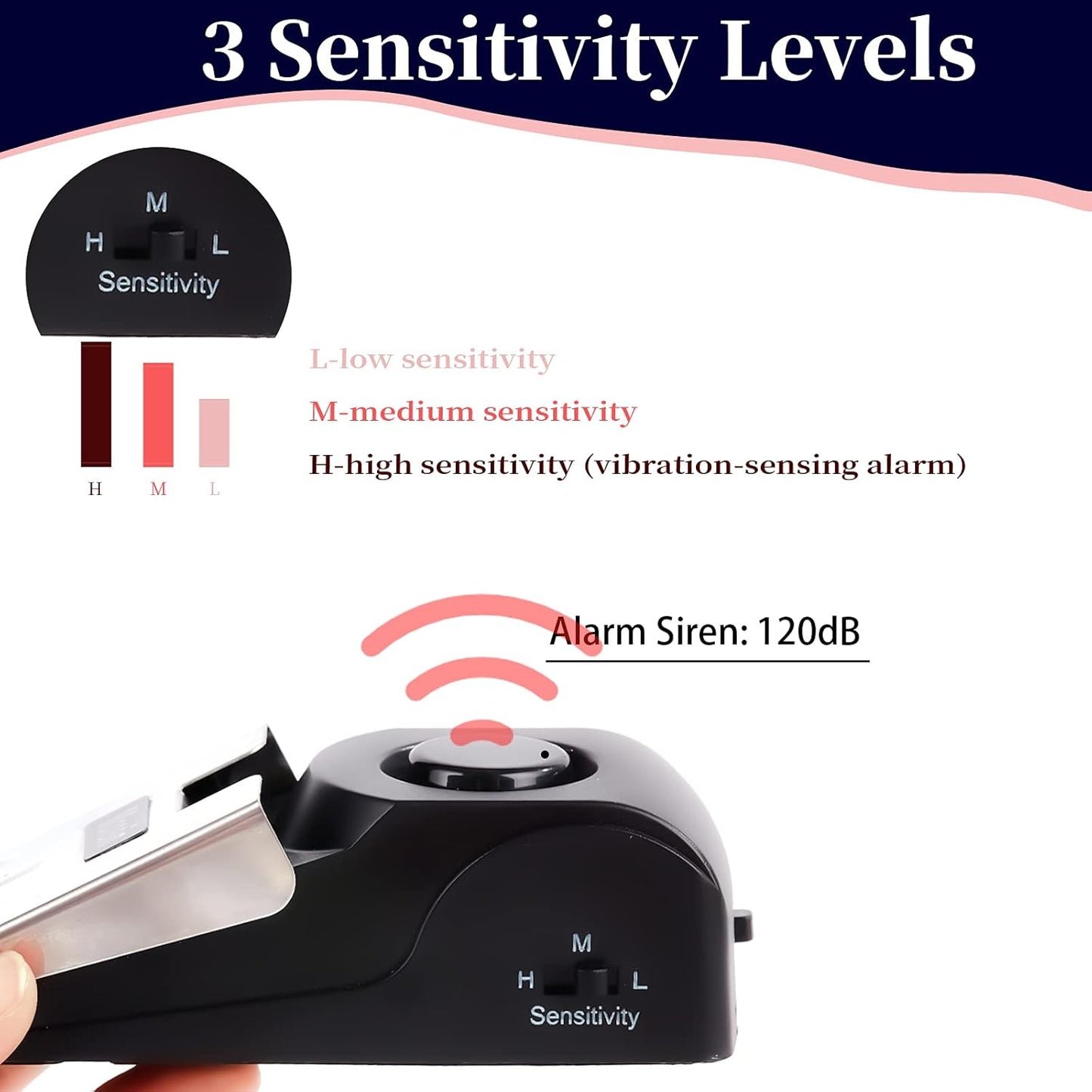 Door Stop Alarm, Door Stopper with 120DB Security Alarm, Floor Wedge Doorstop for Travel Apartment Home House (Pack of 4)