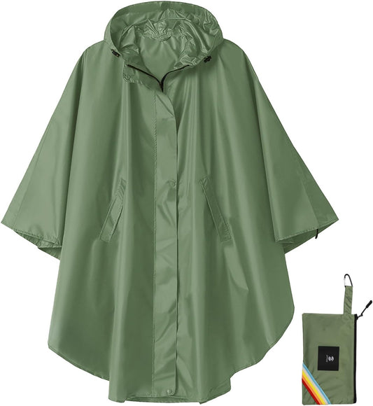 SaphiRose Unisex Rain Poncho Hooded Waterproof Raincoat for Adults Women