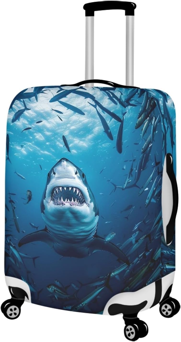 Seadworld Shark Luggage Cover 18-21 Inch High Elastic Thickened Travel Suitcase Covers Blue
