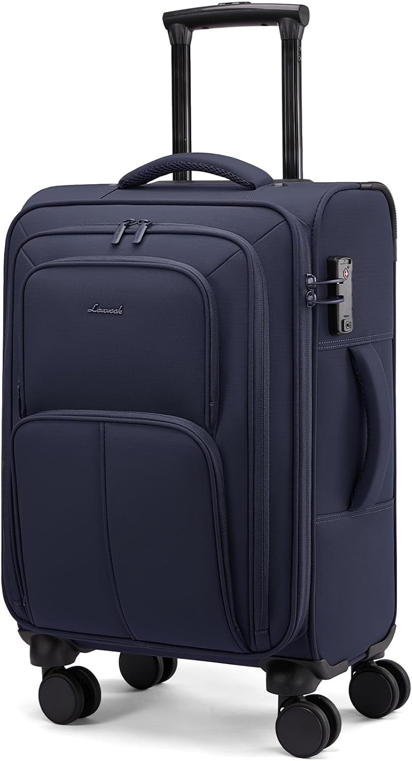 LOVEVOOK Carry On Luggage 22x14x9 Airline Approved, 22 Inch Softside Suitcases with Spinner Wheels, Lightweight Carry-on Suitcase with TSA Lock for Women Men, Large Luggage for Travel Business Trip