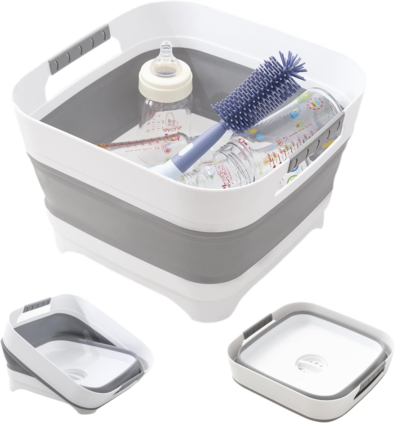 Collapsible Wash Basin for Baby Bottles - 2.4 Gallons Portable Wash Bin for RV Camping Sink, Space-Saving Dish Tub.Laundry & Utility Room Sinks