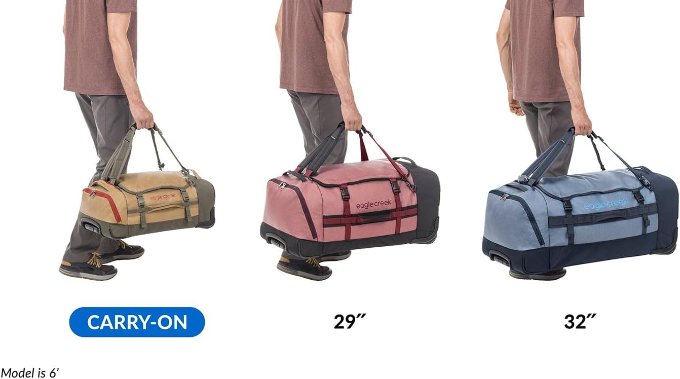 Eagle Creek Cargo Hauler XT Wheeled Duffel - Wheeled Backpack Duffel - Deployable Backpack Straps - Lockable U-Lid & Easy Access Compartment - Glacier Blue