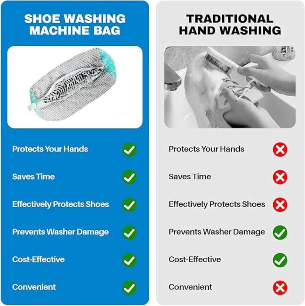 2 Pcs Shoe Washing Machine Bag Reusable Laundry Shoe Bag for Washer and Dryer Durable Shoe Bags for Traveling Tennis Sneaker Shoe Washing Bag ，Grey 2PCS