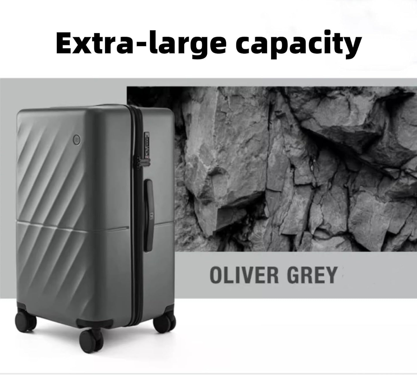 NINETYGO Trunk Luggage 22 Inch, Small Checked Luggage with Double Spinner Wheels, Anti-Burst Zipper, Hard Case PC Suitcase, Lightweight Travel Luggage, TSA Approved (Slate Grey, Hudson)