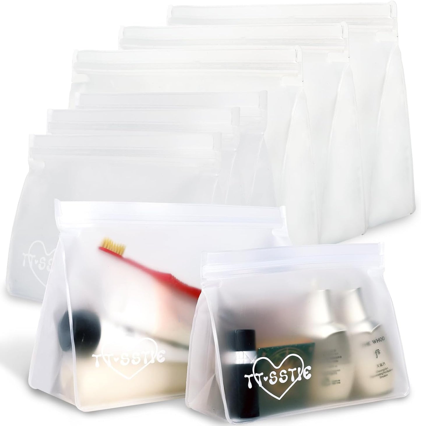 8 Pack Clear Toiletry bags, TSA Approved Quart Size Zipper Bags, PEVA Material BPA Free Leakproof Travel Makeup Cosmetic Bags, Carry on Airport Airline Compliant Bags for Wome&Men