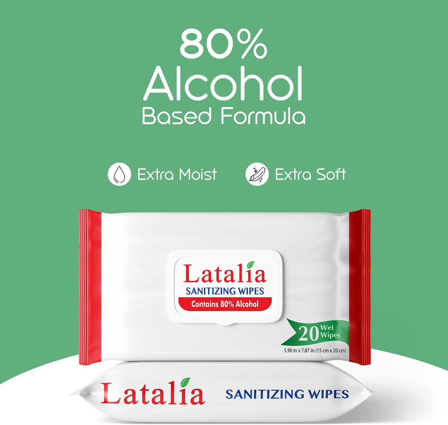 Hand Wipes | 80% Alcohol Hand Sanitizer Wipes for Hands & Face Moisturizing, Gentle, Convenient and Fragrance Free (Pack 0f 1, 20 Counts)