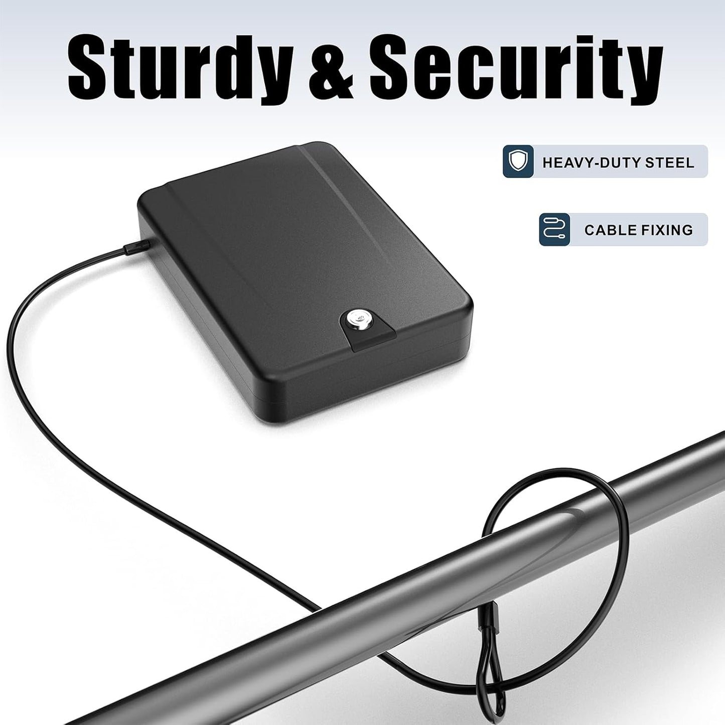 Gun Safe for Pistols Small Handgun Lock Box with Security Cable Portable Travel Pistol Safe for Car, Home, Travel