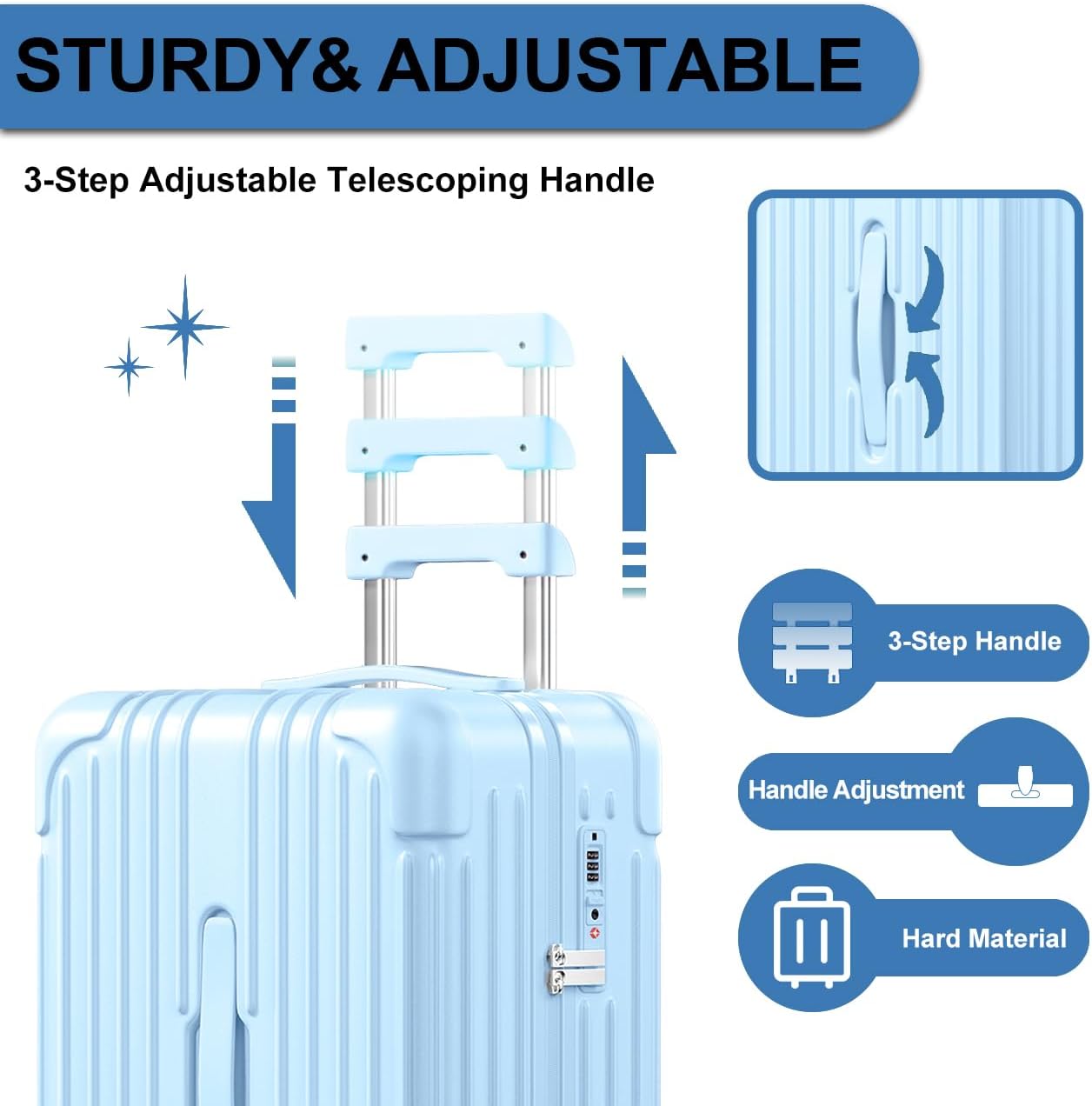 Krute Carry on Luggage 20 inch Suitcases with Wheels PC+ABS Airline Approved Hard Side Travel Luggages with TSA Lock