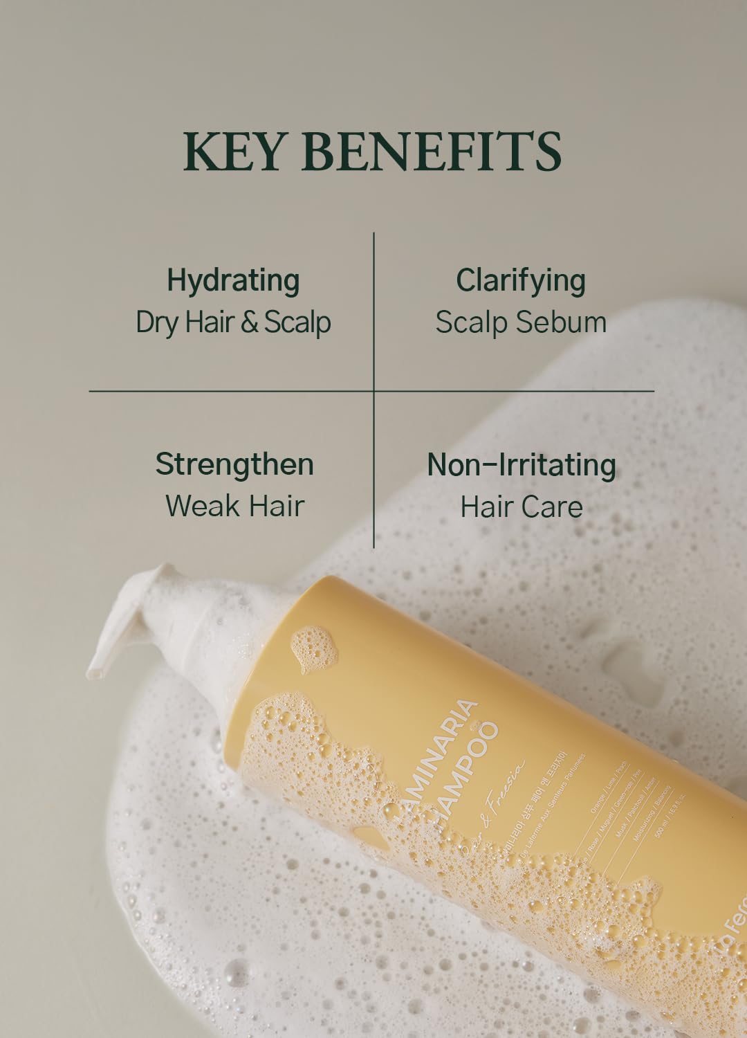laferme Laminaria Shampoo with Organic Ingredient, Korean Clarifying Shampoo, Hydrating for Dry Hair, Strengthening for Weak Hair, Sulfate & Paraben-Free, for Women & Men, 33.8 FL OZ, Pine Eucalyptus