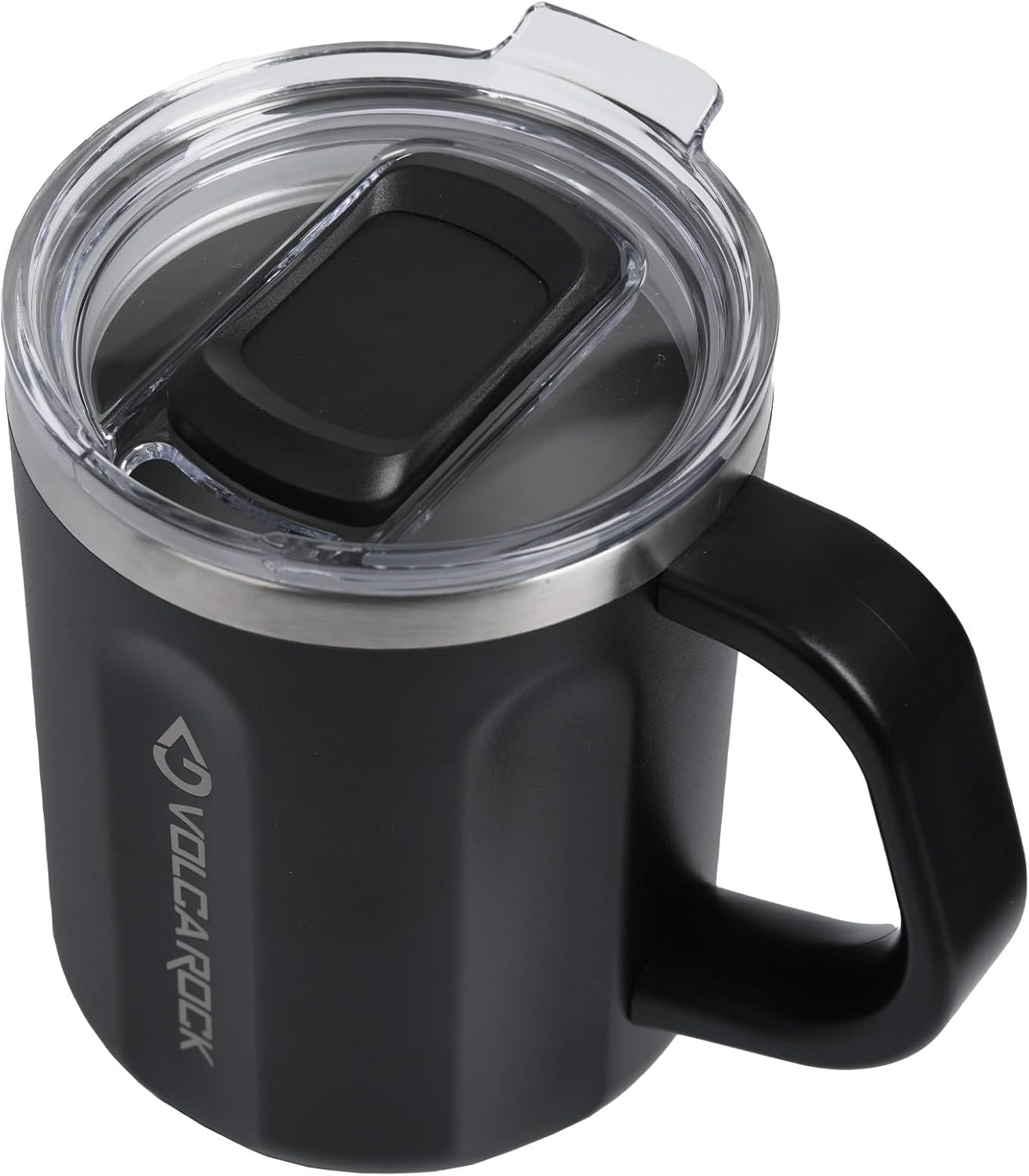 Stainless Steel Coffee Mug with Handle, 16 oz Double Wall Vacuum Insulated Travel Mug Tumbler With Slider Lid, Great Tea Mug for Men and Women (Black)