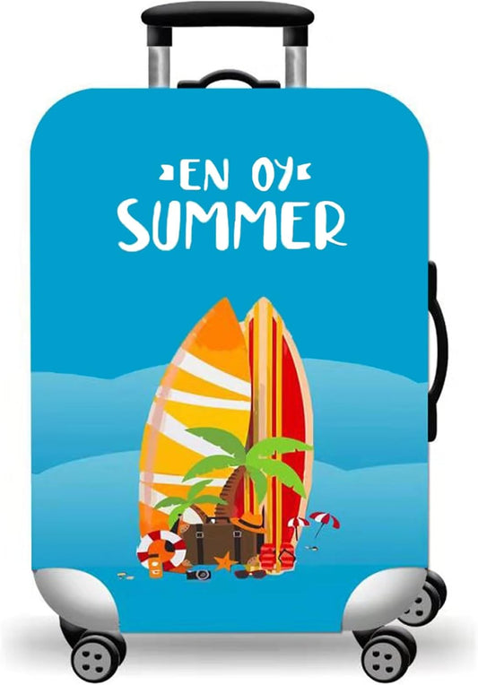 WUJIAONIAO Travel Luggage Cover Baggage Suitcase Cover Protector Skins 18-32 Inch (Beach surfing, S (for 18-20 inch luggage))