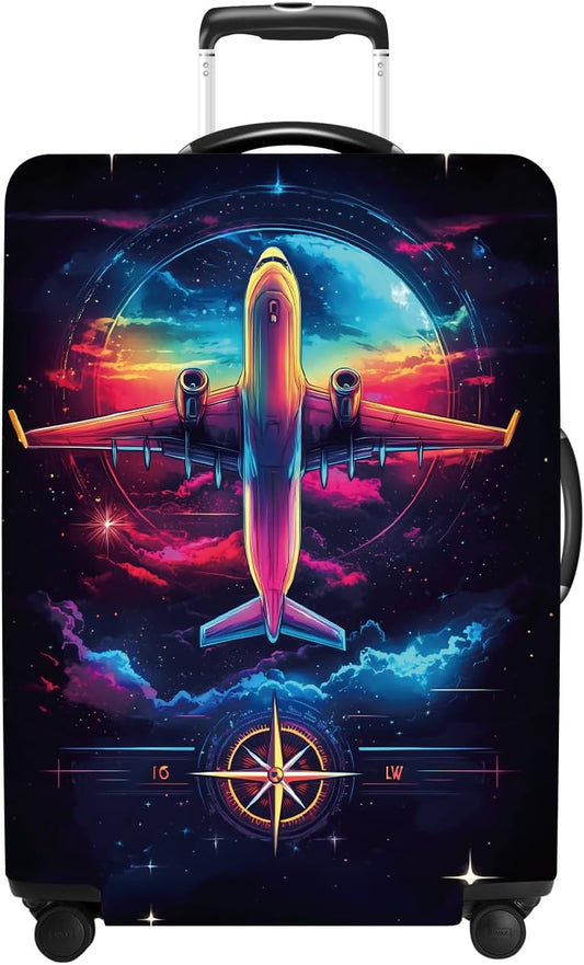 Luggage Cover Washable Suitcase Protector Anti-scratch Suitcase cover Fits 20-34 Inch Luggage (Aircraft, XL(32-34inch suitcase))
