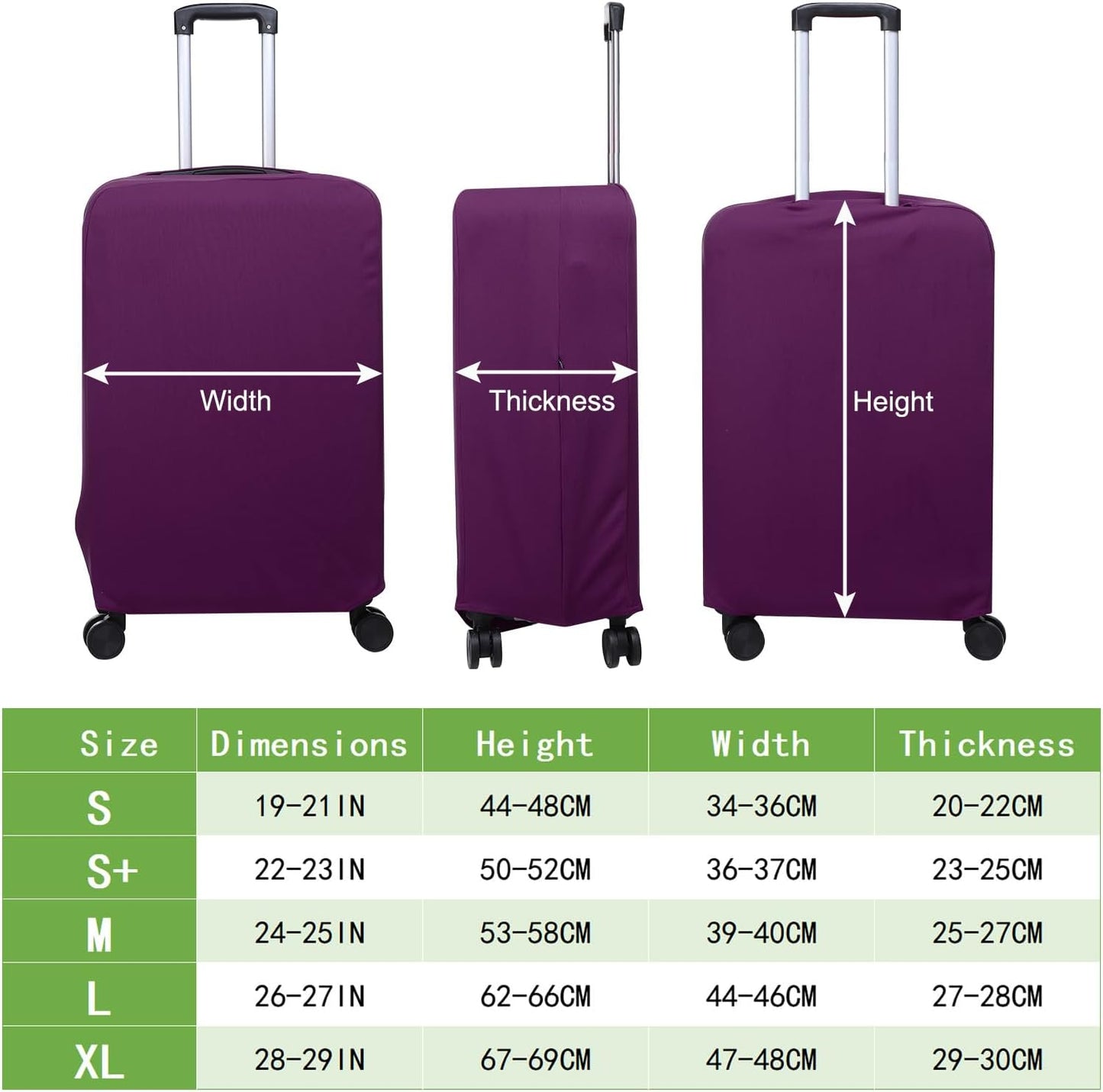 PATIKIL Luggage Cover, Suitcases Covers Elastic Carry on Cover Protector Washable Scratch-Resistant Fits 22-23 Inch Luggage for Travel Business Trips, Purple