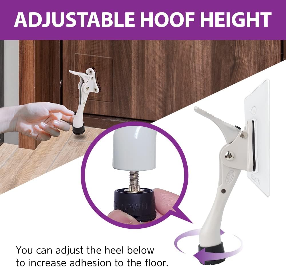 Door Stopper with Adhesive Bracket Stickers, No Drilling or Tools Needed, Available for All Doors, Door Holder, Heavy Door Stop, KickDown Door Stoppers, Bottom of Door by HASHI (Satin Nickel/Bracket)