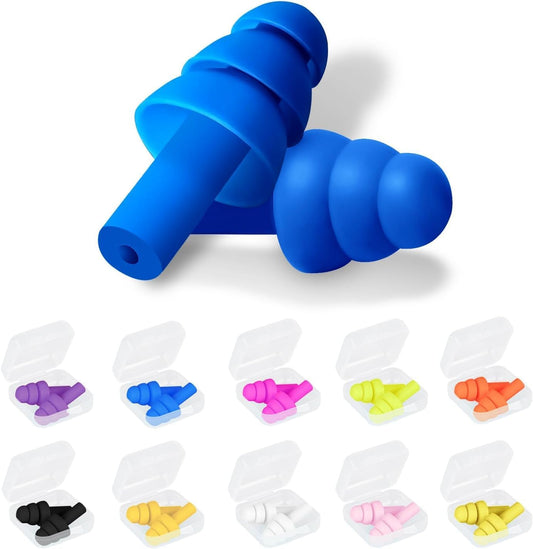 20 Pairs Ear Plugs for Sleeping Noise Cancelling, Reusable Silicone Sound Blocking Earplugs, Waterproof Noise Reduction Ear Plugs for Shooting, Swimming, Concerts, Snoring
